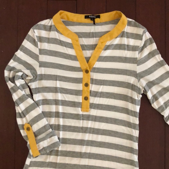 Fitted gray striped long sleeve shirt size S - Picture 2 of 8